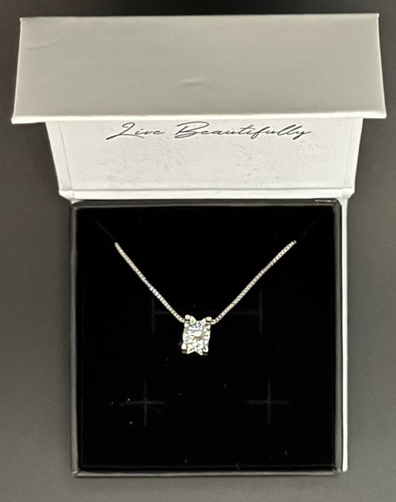 Customer photo review of Clara 18k White Gold Plated Pendant Necklace with Solitaire Round Cut Swarovski Crystal