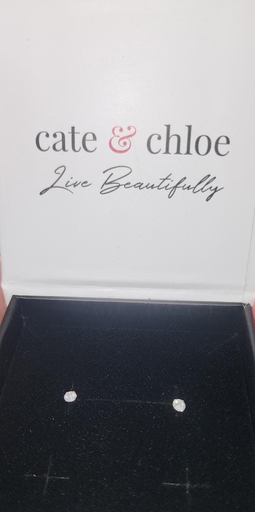Customer photo review of Moissanite by Cate & Chloe Vera 18k Gold Plated 925 Sterling Silver Stud Earrings 0.2tcw