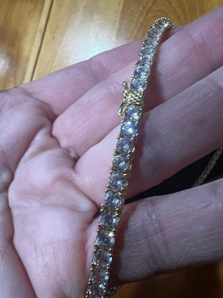 Customer photo review of Olivia 18k White Gold Plated Tennis Necklace with Simulated Diamond Crystals