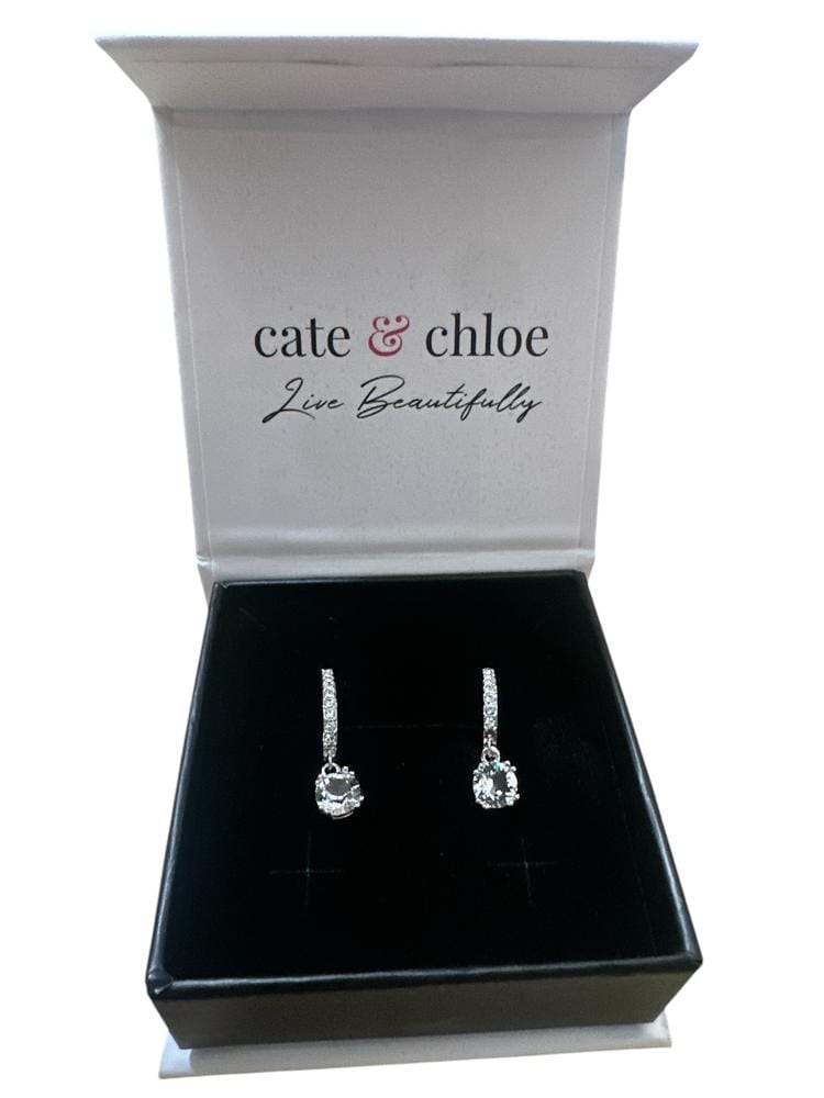 Customer photo review of McKenzie 18k White Gold Plated Drop Dangle Earrings with Swarovski Crystals