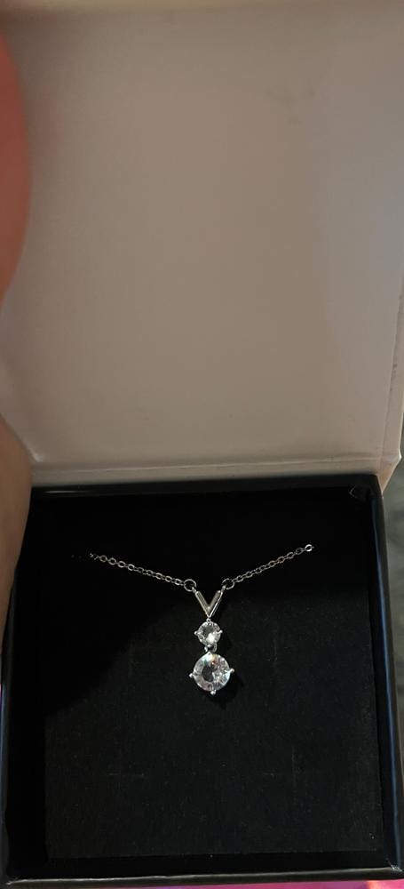 Customer photo review of Andy 18k White Gold Plated 2-Stone Pendant Necklace with Swarovski Crystals