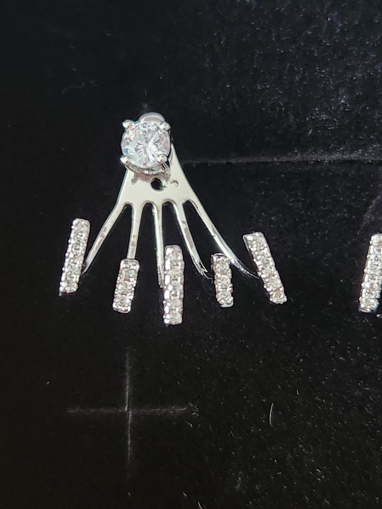Customer photo review of Angelina 18k White Gold Plated Stud Earrings Drop Claw Design with Simulated Diamond Crystals