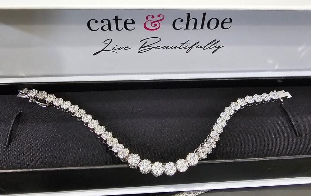 Customer photo review of Ally 18k White Gold Plated Tennis Bracelet with Simulated Diamond Crystals