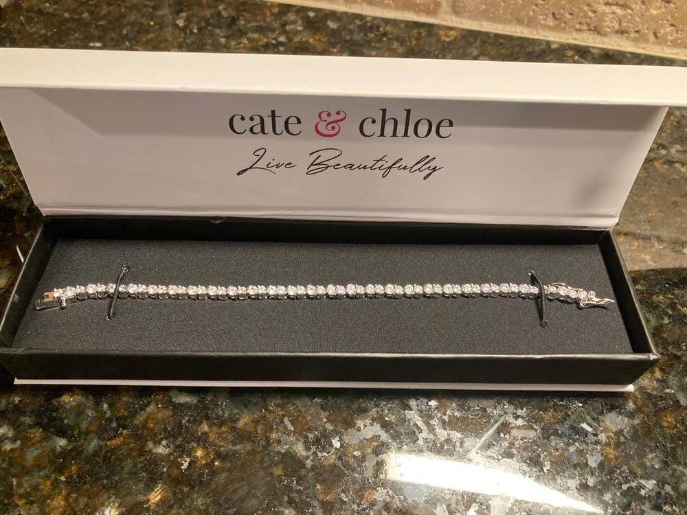 Customer photo review of Ezra 18k White Gold Plated Infinity Tennis Bracelet with Simulated Diamond Crystals