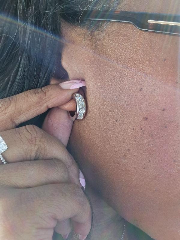 Customer photo review of Giselle 18k White Gold Plated 15mm Hoop Crystal Earrings with Swarovski Crystals