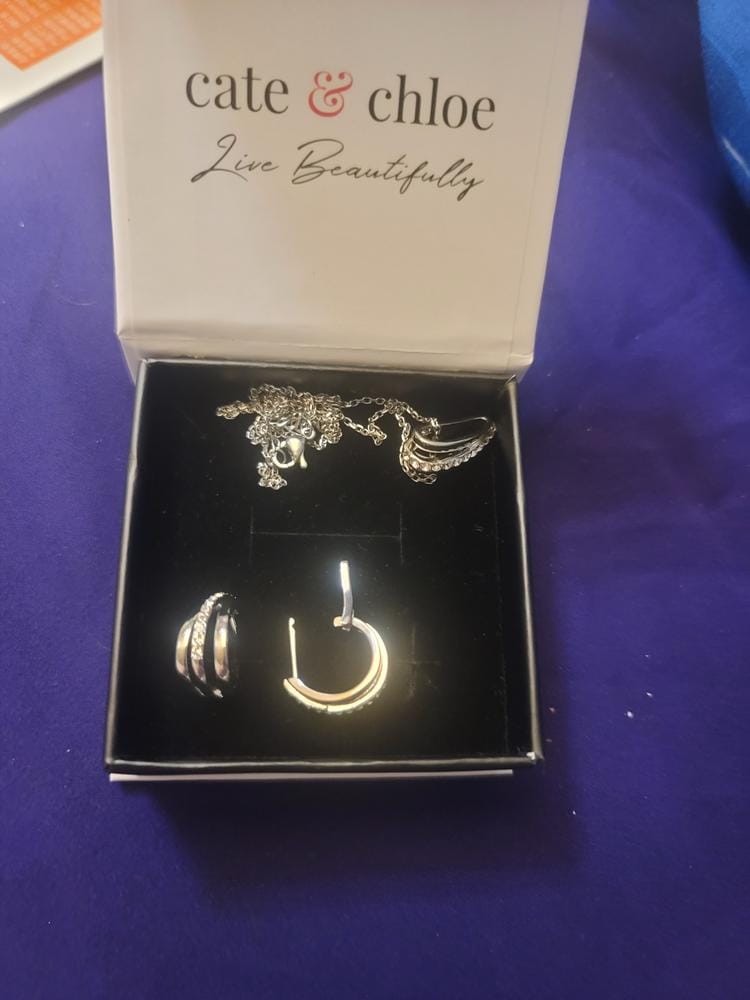 Customer photo review of Bella 18k White Gold Plated 17mm Hoop Earrings with Swarovski Crystals