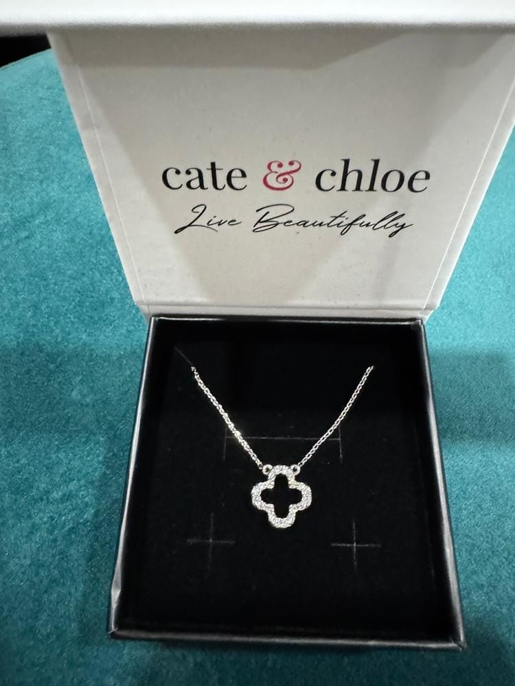 Customer photo review of Cassandra 18k White Gold Plated Necklace with Swarovski Crystals