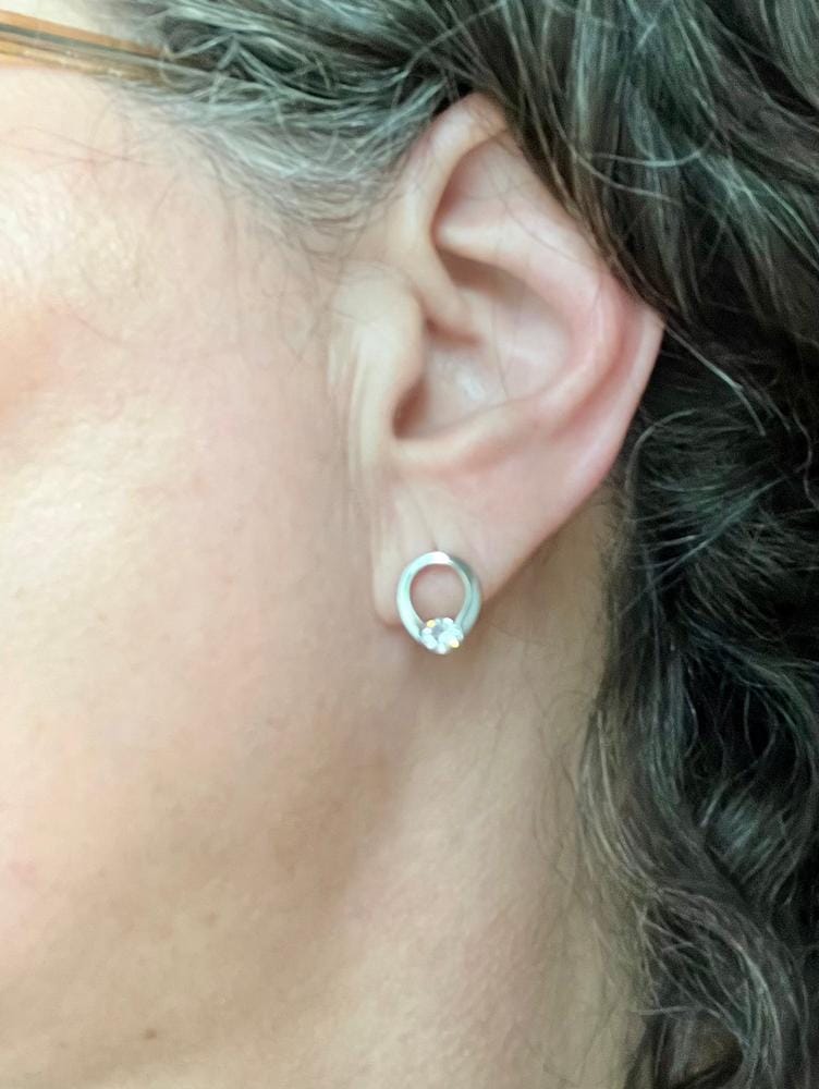 Customer photo review of Dahlia 18k White Gold Plated 12mm Hoop Earrings with Swarovski Crystal