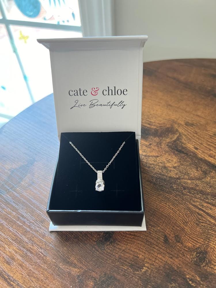 Customer photo review of Laya 18k White Gold Plated Pendant Necklace with Swarovski Crystals