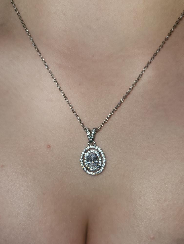 Customer photo review of Zelda 18k White Gold Plated Pendant Necklace with Simulated Diamond Crystals