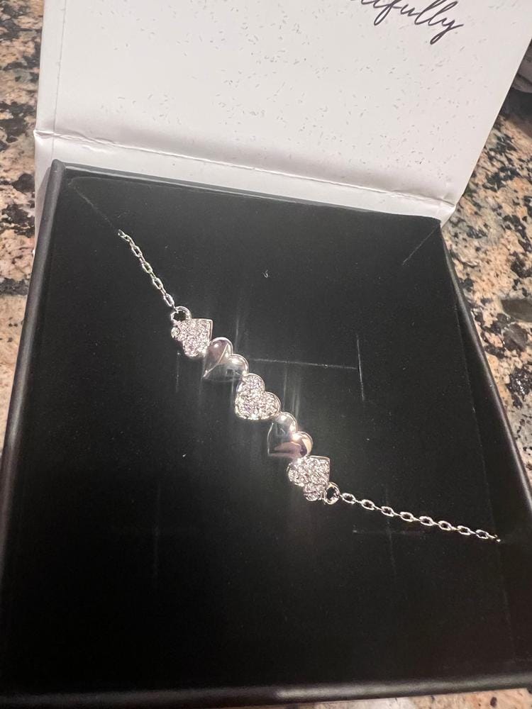 Customer photo review of Juliette 18k White Gold Plated Heart Bracelet with Swarovski Crystals