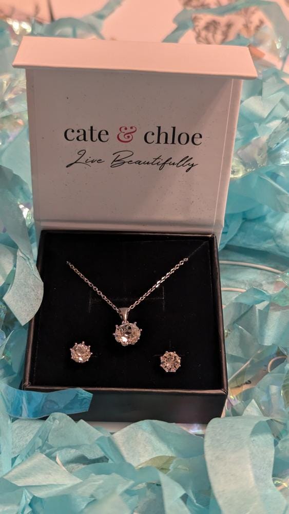 Customer photo review of Eden 18k White Gold Plated Pendant Necklace with Solitaire Round Cut Swarovski Crystal