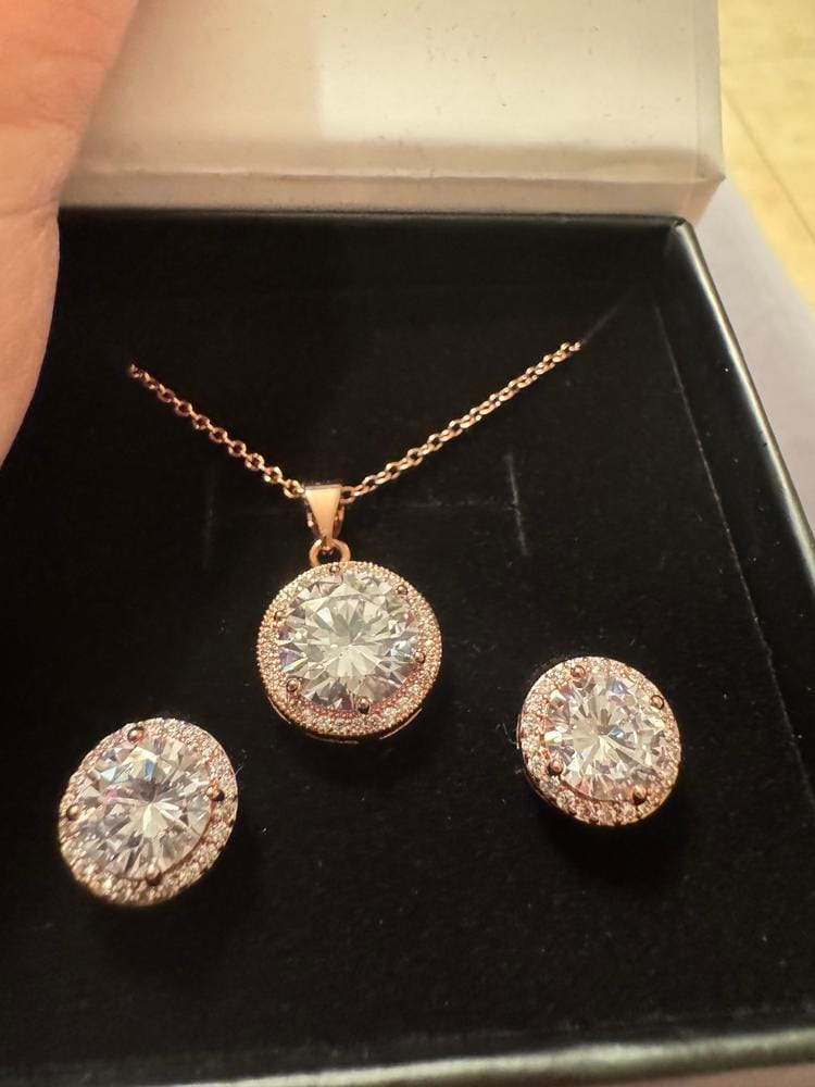 Customer photo review of Sophia 18k White Gold Plated Pendant Necklace with Simulated Diamond Crystals