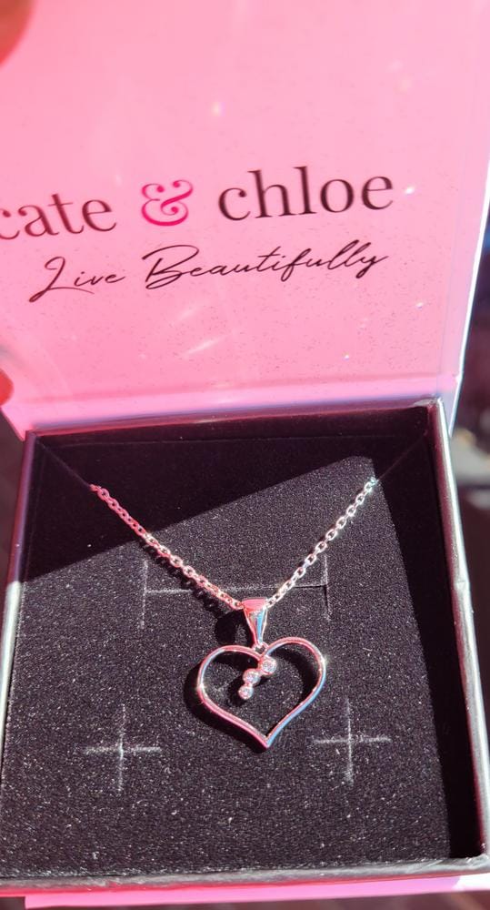Customer photo review of Valentina 18k White Gold Plated Silver Heart Necklace with Swarovski Crystals