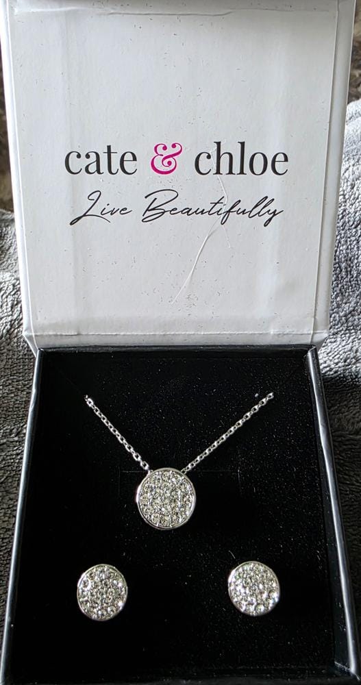 Customer photo review of Nelly 18k White Gold Plated Pave Stud Earrings with Swarovski Crystals