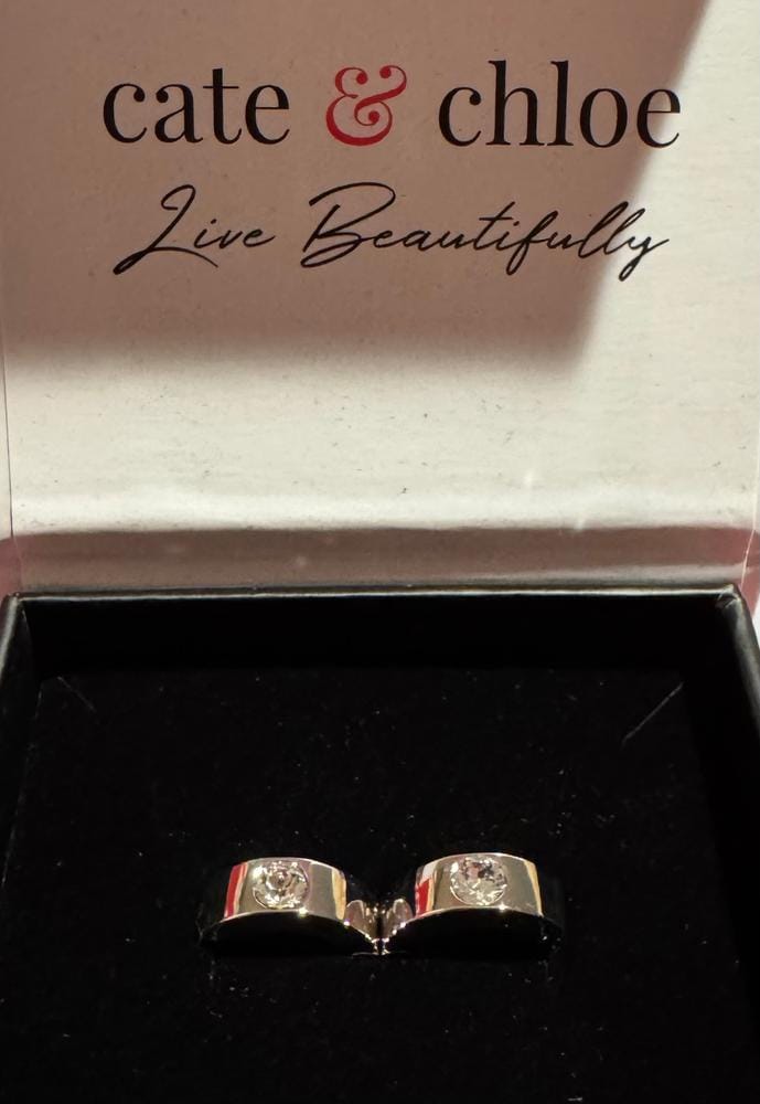 Customer photo review of Alana 18k White Gold Plated 14mm Small Hoop Earrings with Swarovski Crystals — Final Sale - Fab Fav