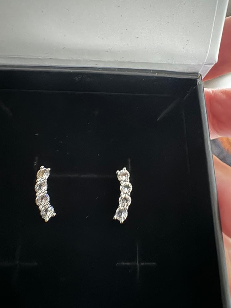 Customer photo review of Aubree 18k White Gold Plated Drop Stud Earrings with Swarovski Crystals