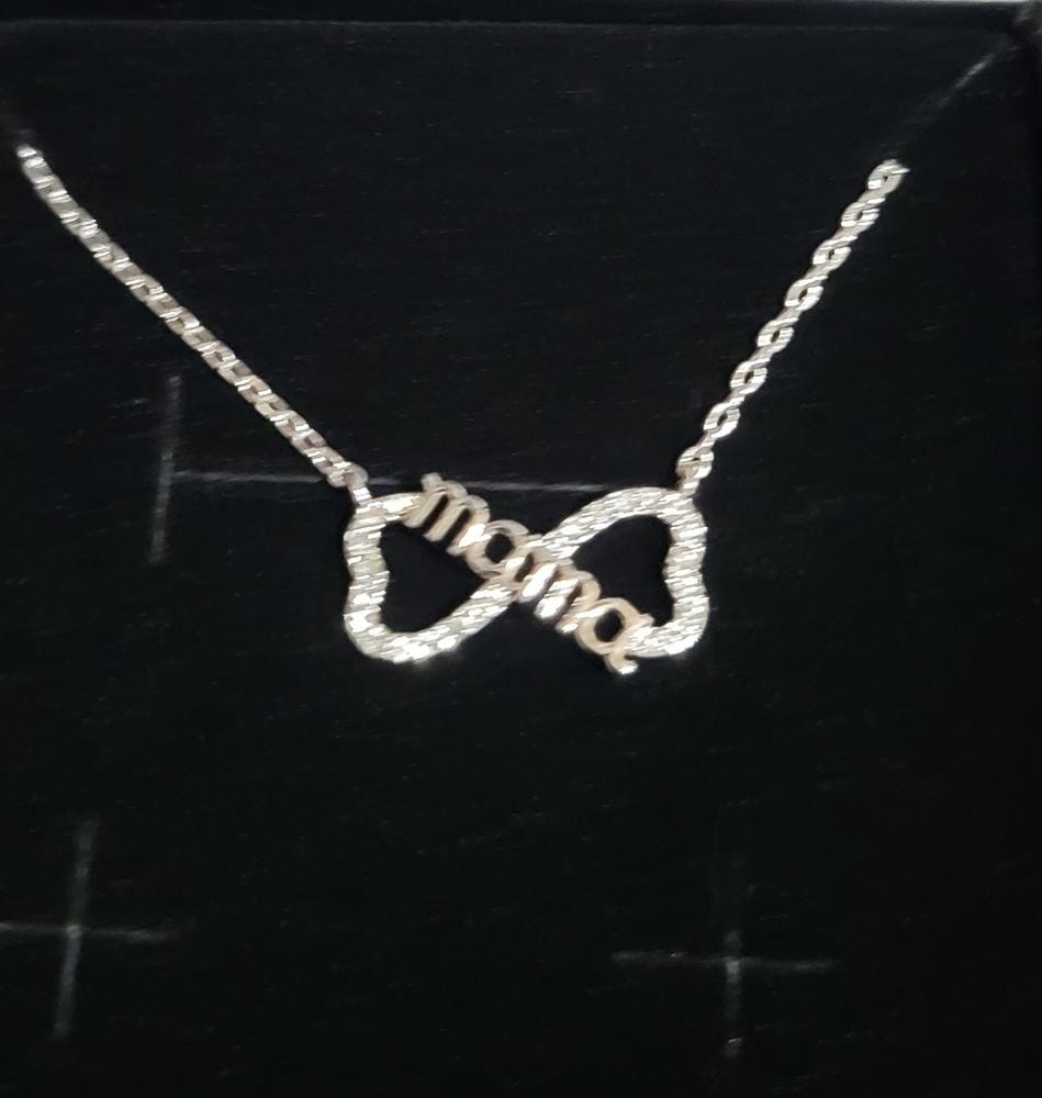 Customer photo review of Lisa 18k White Gold Plated Infinity Mom Heart Necklace with Swarovski Crystals