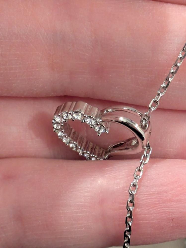 Customer photo review of Capri 18k White Gold Plated Silver Heart Necklace with Swarovski Crystals