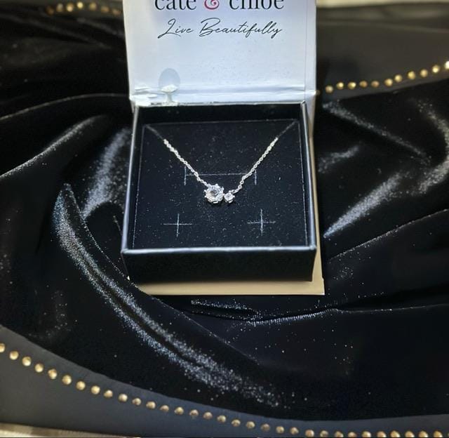 Customer photo review of Emma 18k White Gold Plated 2-Stone Pendant Necklace with  Swarovski Crystals