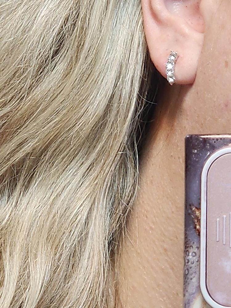 Customer photo review of Aubree 18k White Gold Plated Drop Stud Earrings with Swarovski Crystals
