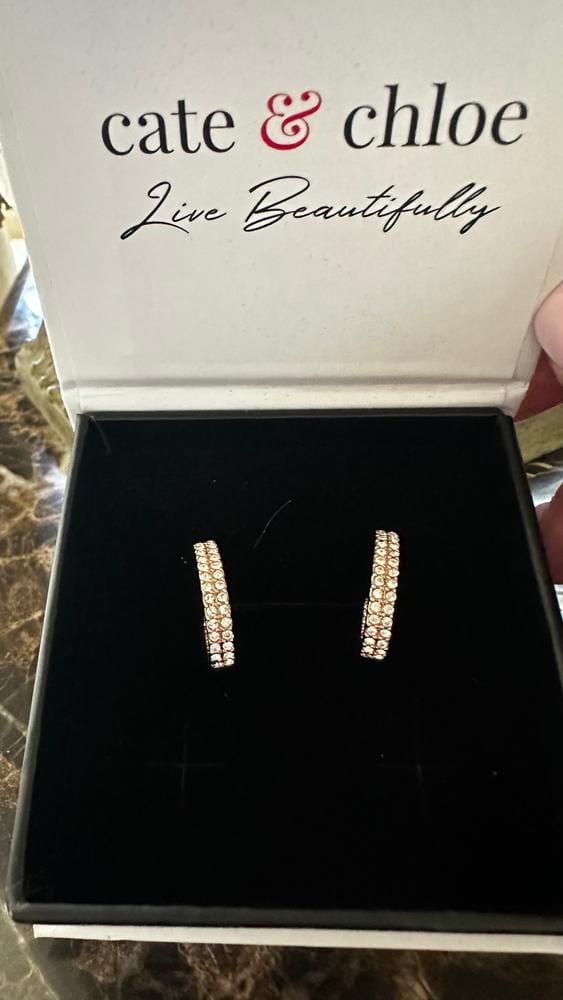Customer photo review of Grace 18k White Gold Plated 19mm Hoop Earrings with Swarovski Crystals