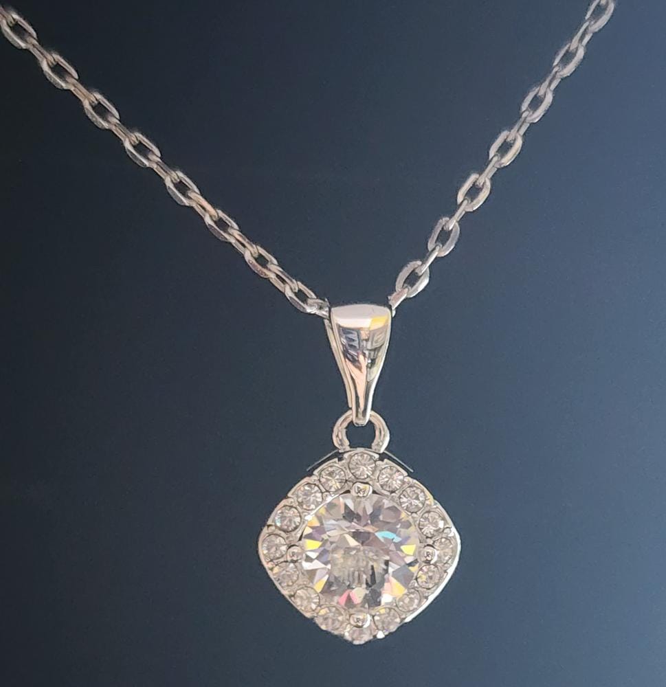 Customer photo review of Celeste 18k White Gold Plated Pendant Necklace with Swarovski Crystals