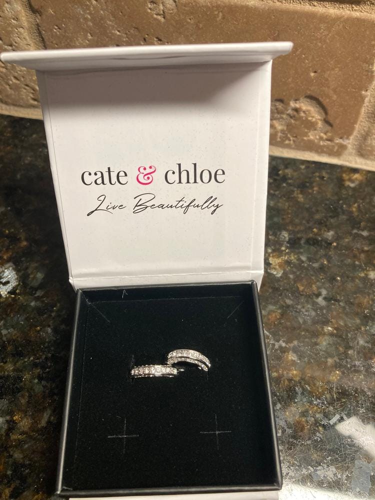 Customer photo review of Viviana 18k White Gold Plated 17mm Hoop Earrings with Swarovski Crystals