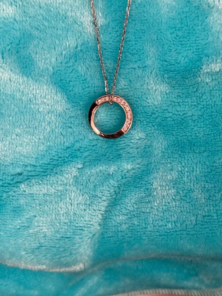 Customer photo review of Viviana 18k White Gold Plated Hoop Pendant Necklace with Swarovski Crystals