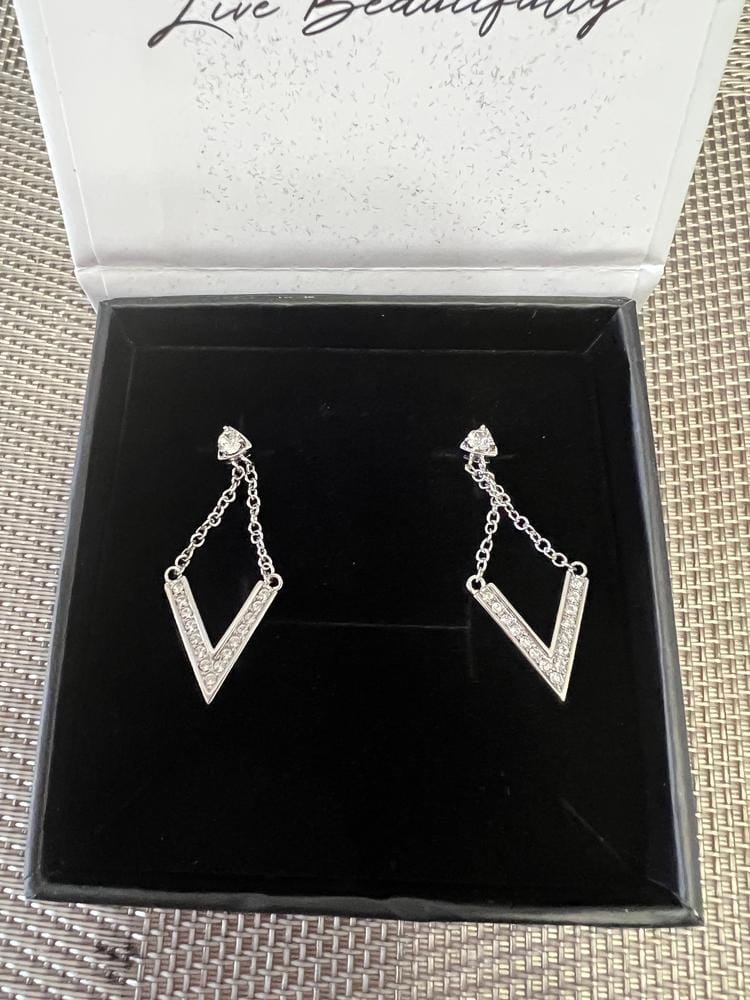Customer photo review of Francesca 18k White Gold Plated Dangle Earrings with Swarovski Crystals - Fab Fav