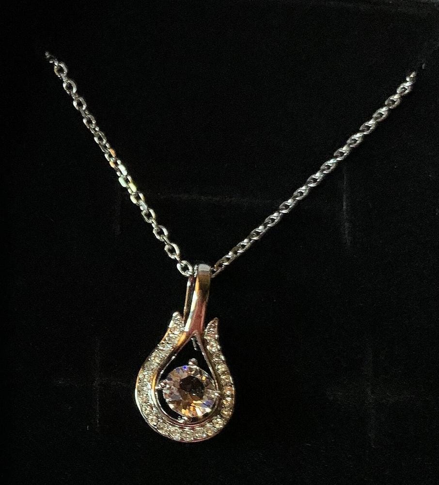 Customer photo review of Bernadette 18k White Gold Plated Tear drop Necklace with Swarovski Crystals