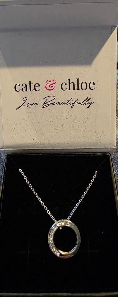 Customer photo review of Viviana 18k White Gold Plated Hoop Pendant Necklace with Swarovski Crystals