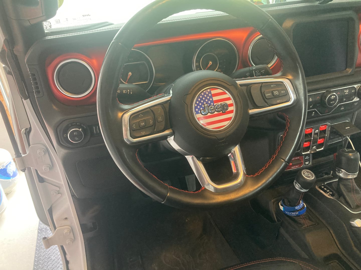 Customer photo review of American Flag Steering Wheel Decal for Jeep