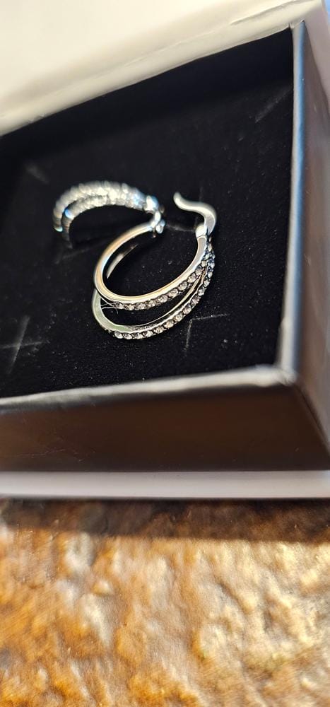 Customer photo review of Corina 18k White Gold Plated 20mm Hoop Earrings with Swarovski Crystals