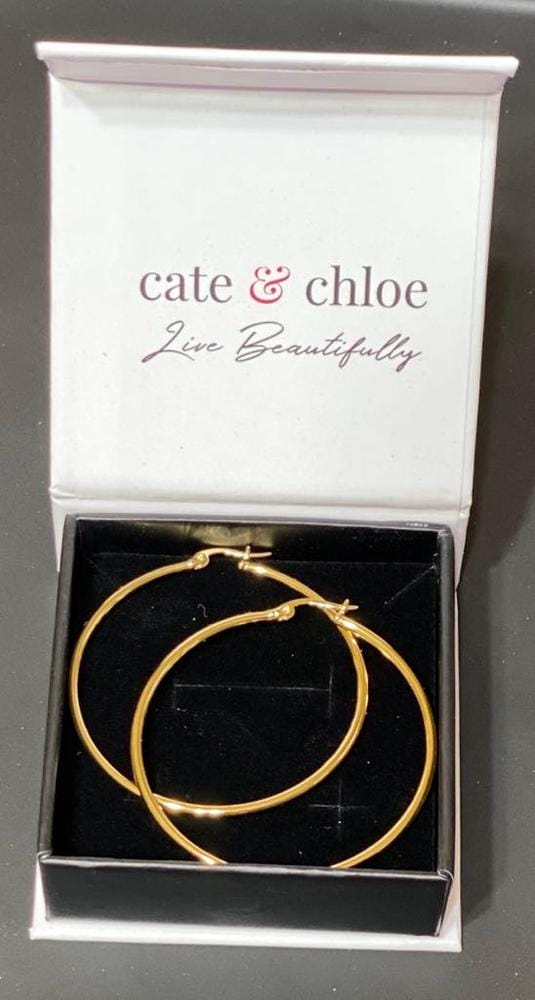 Customer photo review of Monica 18k White Gold Plated 10mm/40mm/50mm Hoop Earrings