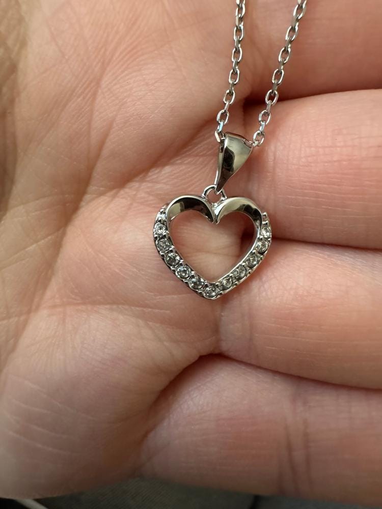 Customer photo review of Chelsea 18k White Gold Plated Silver Heart Necklace with Swarovski Crystals
