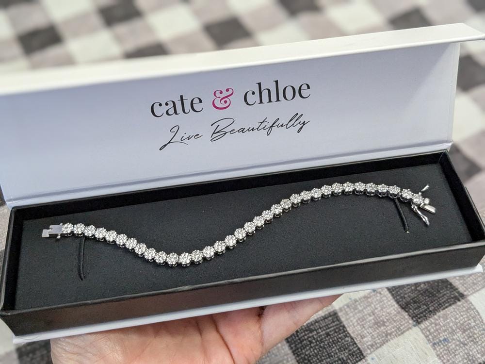 Customer photo review of Ally 18k White Gold Plated Tennis Bracelet with Simulated Diamond Crystals