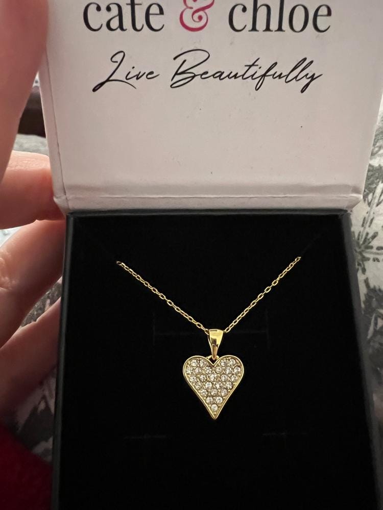 Customer photo review of Cecilia 18k White Gold Plated Heart Pendant Necklace with Swarovski Crystals