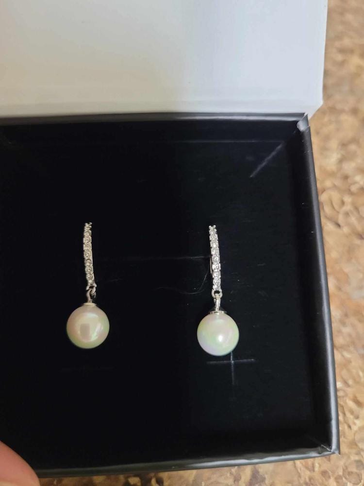 Customer photo review of Nyla, Daphne, Aspen 18k White Gold Plated Earrings for Women (3 Pair Set)