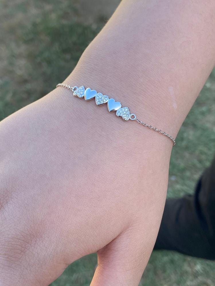 Customer photo review of Juliette 18k White Gold Plated Heart Bracelet with Swarovski Crystals