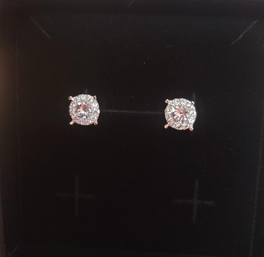 Customer photo review of Raylee 18k White Gold Plated Halo Stud Earrings with Swarovski Crystals