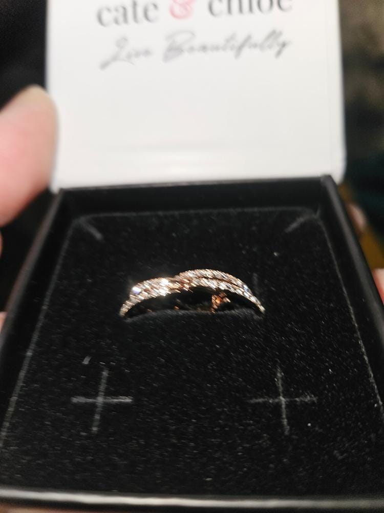 Customer photo review of Corina 18k White Gold Plated 20mm Hoop Earrings with Swarovski Crystals