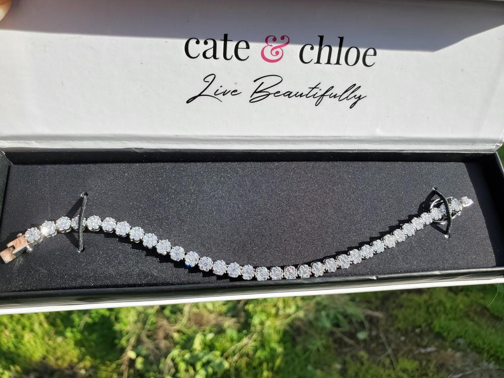 Customer photo review of Ally 18k White Gold Plated Tennis Bracelet with Simulated Diamond Crystals