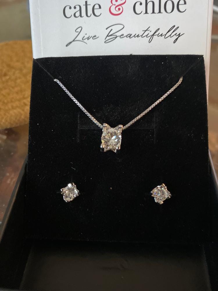 Customer photo review of Clara 18k White Gold Plated Pendant Necklace with Solitaire Round Cut Swarovski Crystal