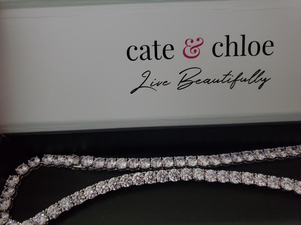 Customer photo review of Priscilla 18k White Gold Plated Tennis Necklace with Simulated Diamond Crystals