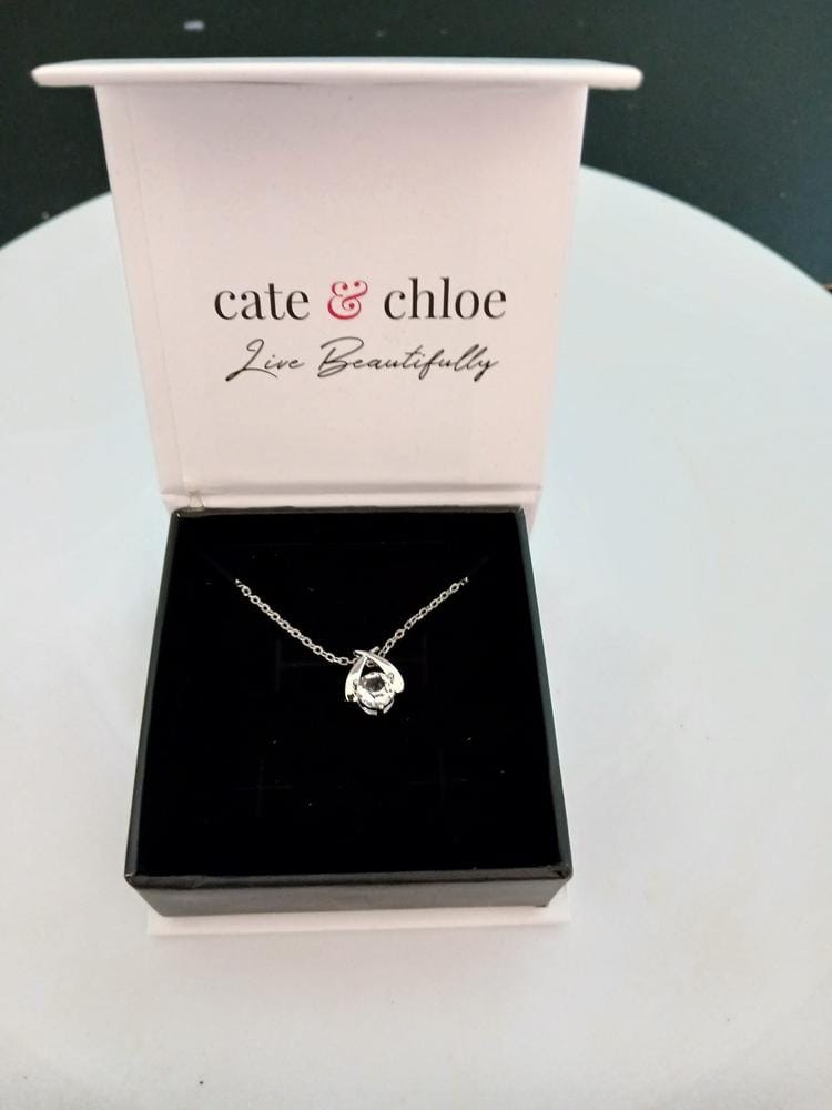 Customer photo review of Eloise 18k White Gold Plated Pendant Necklace with Round Cut Swarovski Crystal