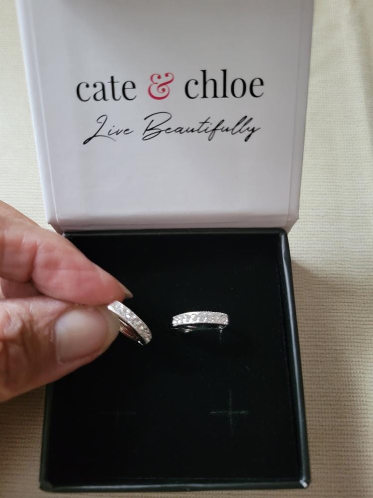 Customer photo review of Lydia 18k White Gold Plated 16mm Hoop Earrings with Swarovski Crystals