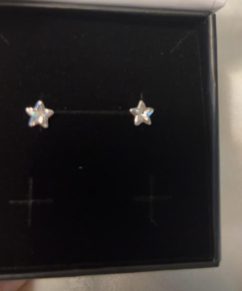 Customer photo review of Lealani 18k White Gold Plated Stud Earrings with Swarovski Crystals