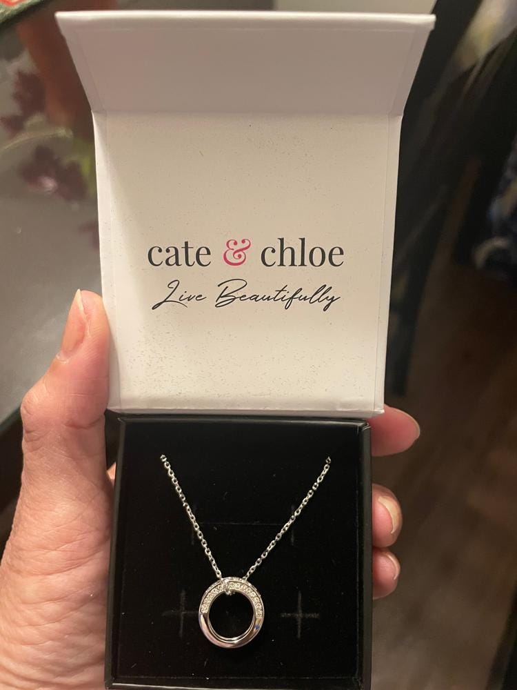 Customer photo review of Viviana 18k White Gold Plated Hoop Pendant Necklace with Swarovski Crystals