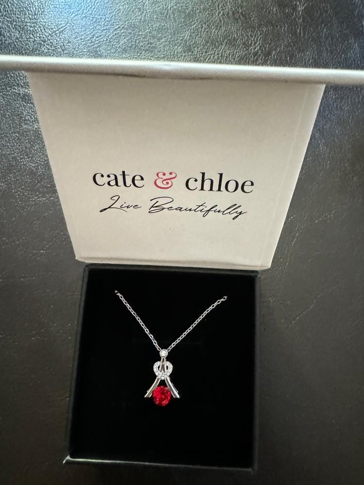 Customer photo review of Serenity Birthstone 18k White Gold Plated Necklace with Round Cut Swarovski Crystals